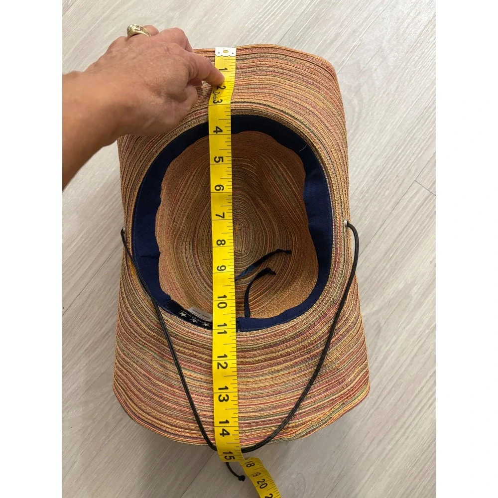 American Hat Makers Hat Women Multi Color Striped Sun Wide Brim Cowboy One Size